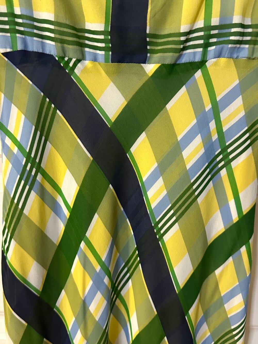Vintage Y2K BCBG Max Azria Plaid Maxi Dress Womens 4 Bias Cut Lined Chiffon - Picture 3 of 9